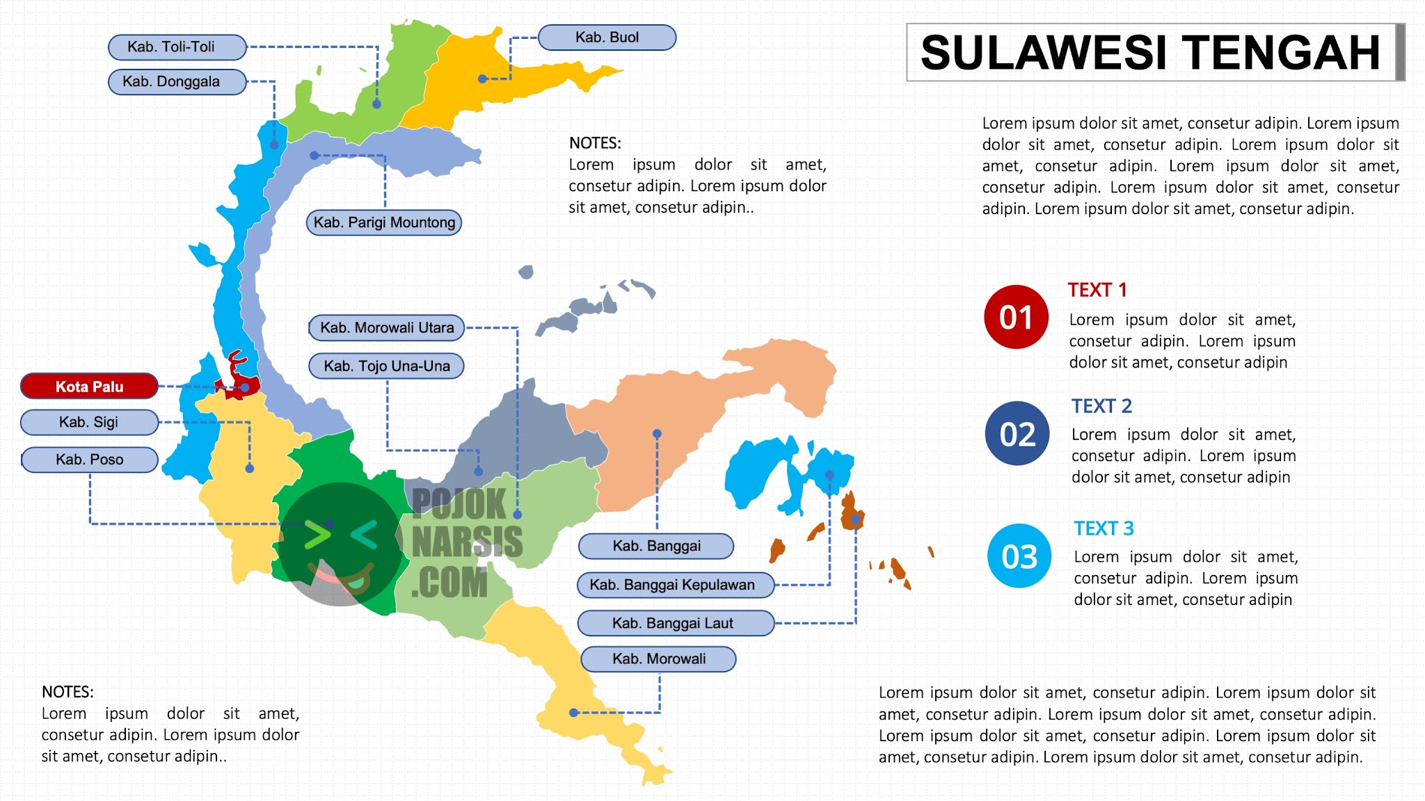 Peta Provinsi Sulawesi Tengah SULTENG HD Powerpoint PPTX Pojok Narsis